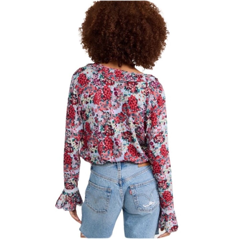 Free People Heat Wave Ruffle Long Sleeve Bodysuit. Medium - Picture 3 of 11
